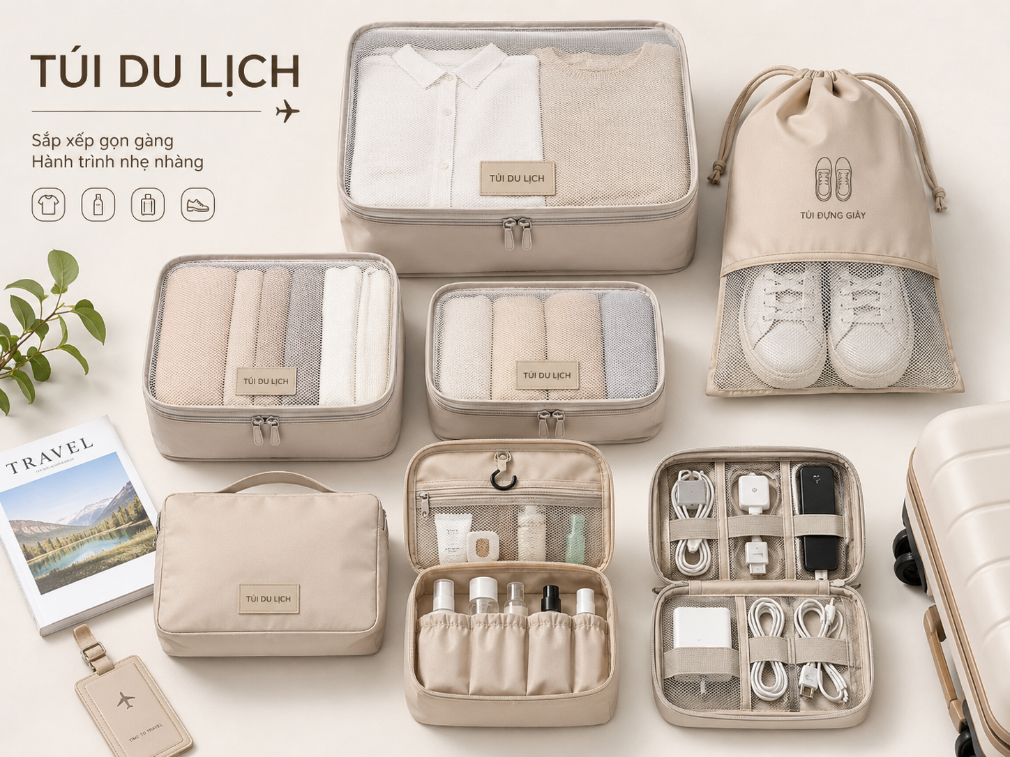 Dòng túi và ngăn đựng đồ du lịch